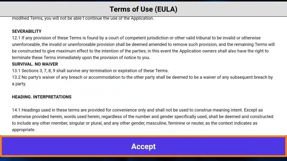 Step 17: Click Accept to agree to terms....